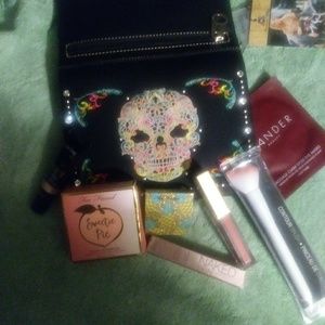 Leather sugar skull wristlet bundle twoface .